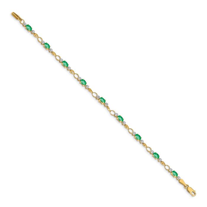 Order Exclusive 14K Gold Open-Link Bracelet with Diamonds & Emeralds - Luxury Value-2