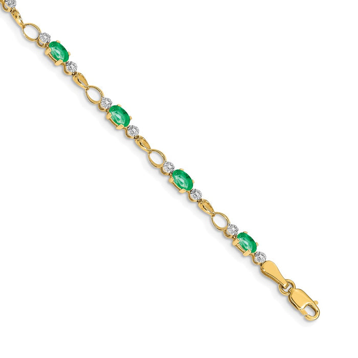 Order Exclusive 14K Gold Open-Link Bracelet with Diamonds & Emeralds - Luxury Value-1