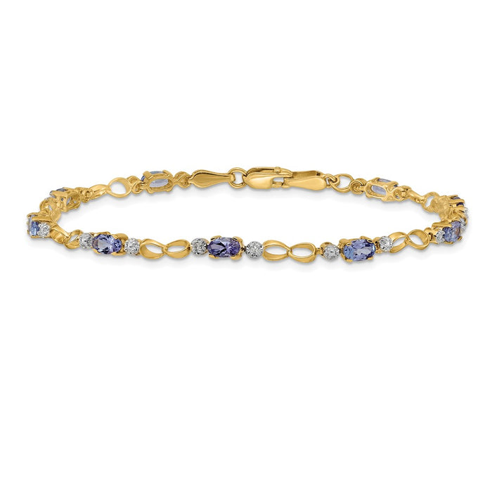 Exclusive 14K Gold Open-Link Bracelet with Diamonds & Tanzanite - Stylish Value-3