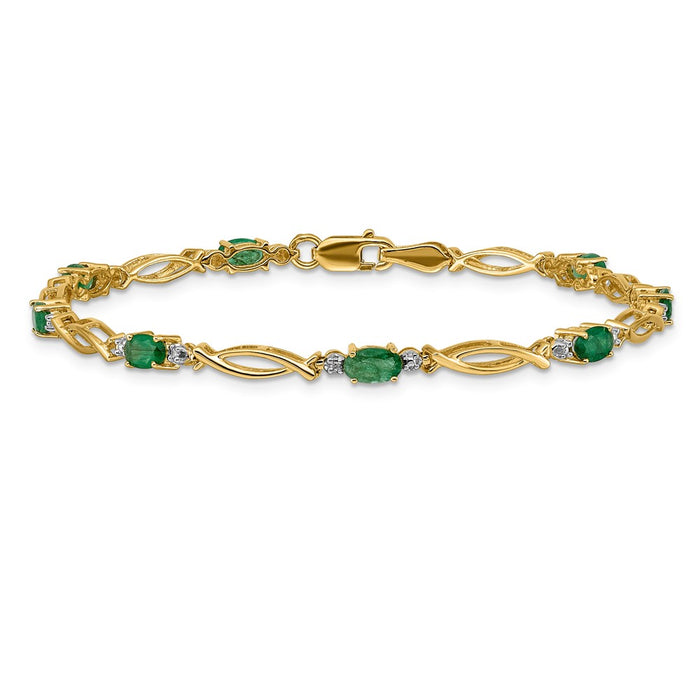 Buy Exclusive 14K Gold Diamond & Emerald Bracelet - Stylish Luxury Jewelry-3