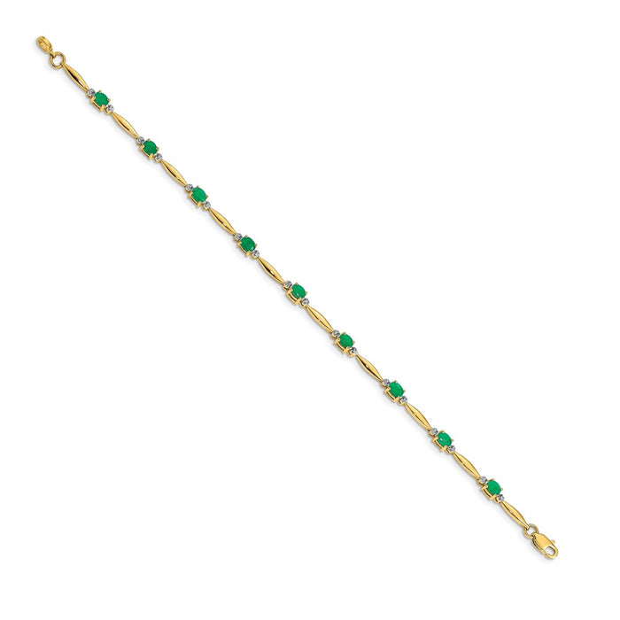 Buy Exclusive 14K Gold Oval Emerald & Diamond Bracelet - Stylish Luxury-2