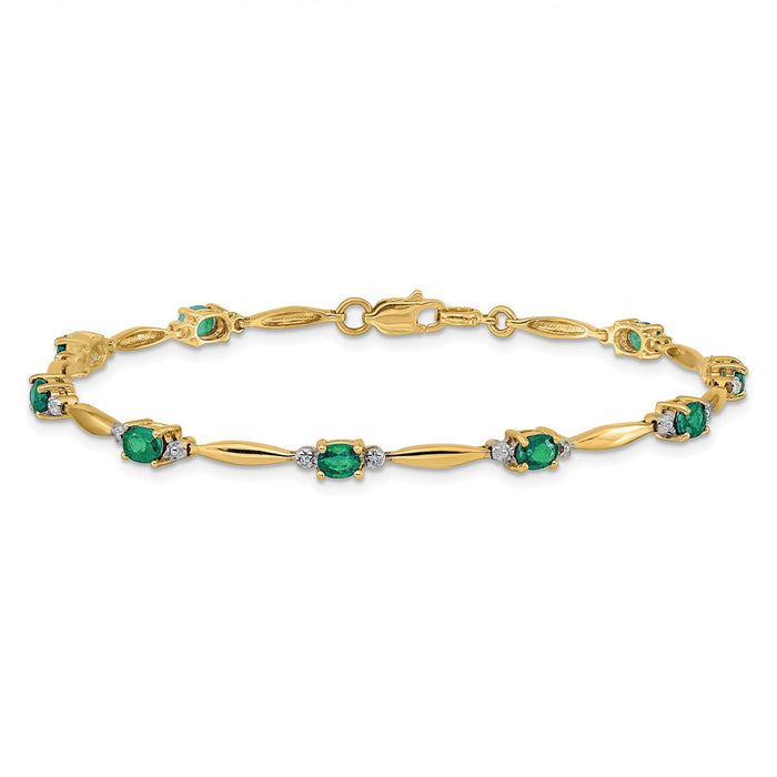 Buy Exclusive 14K Gold Oval Emerald & Diamond Bracelet - Stylish Luxury-3