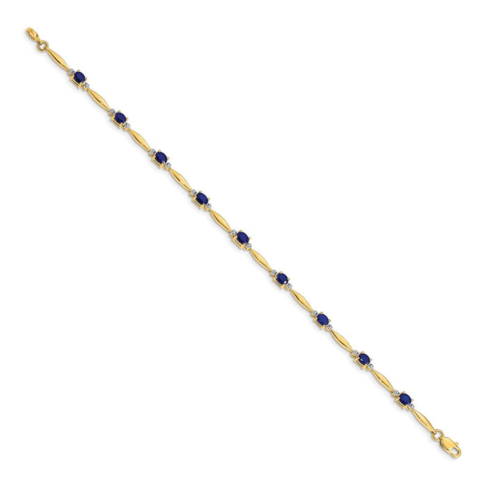 Buy Exclusive 14K Gold Bracelet with Oval Sapphire & Diamond Accents - Stylish Value-2