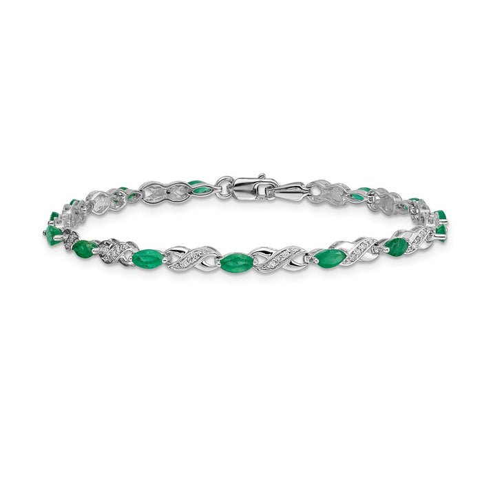 Buy Exclusive 14K White Gold Infinity Bracelet with Diamonds & Emeralds-3