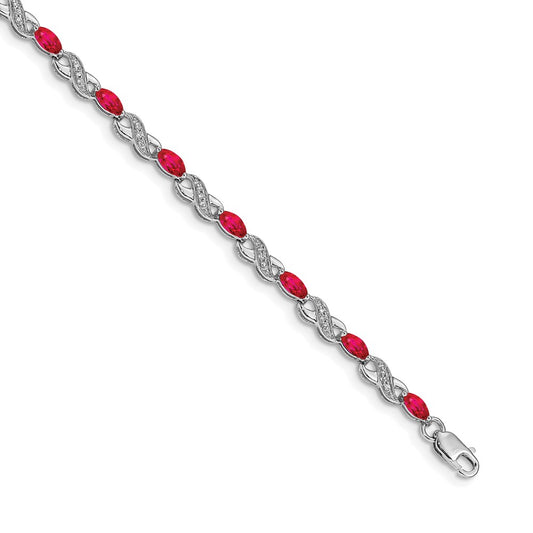 Shop Exclusive 14K White Gold Infinity Bracelet with Rubies & Diamonds - Luxury Value