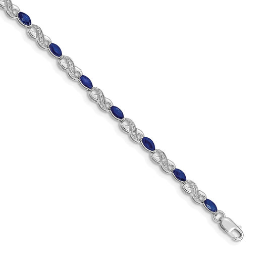 Order Exclusive 14K White Gold Infinity Bracelet with Diamonds & Sapphires