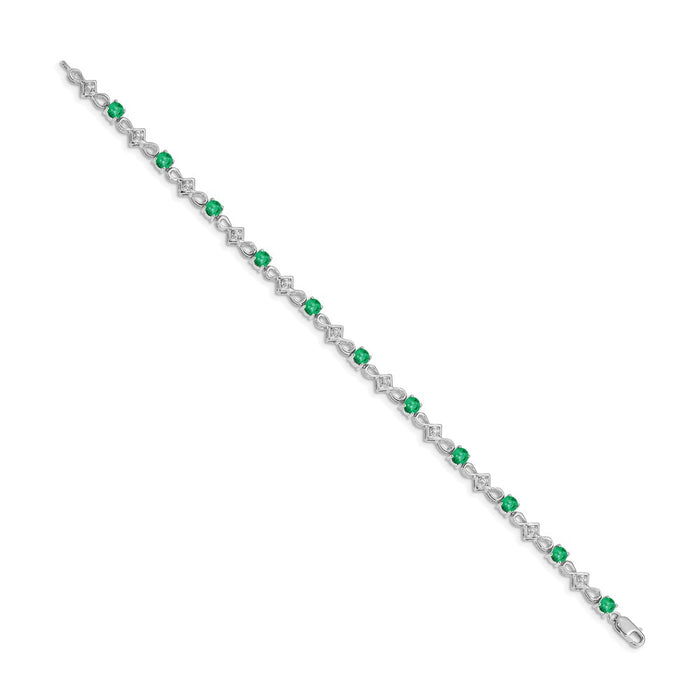 Designer 14K White Gold Emerald & Diamond Bracelet - Luxury & Stylish Value-2