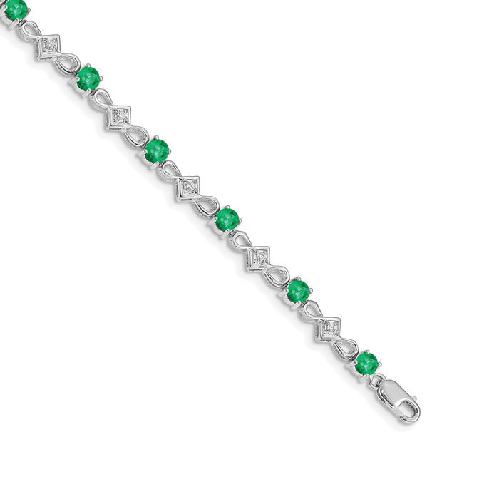 Designer 14K White Gold Emerald & Diamond Bracelet - Luxury & Stylish Value-1