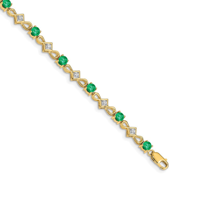 Exclusive 14K Gold Diamond & Emerald Bracelet - Stylish Luxury Value!-1