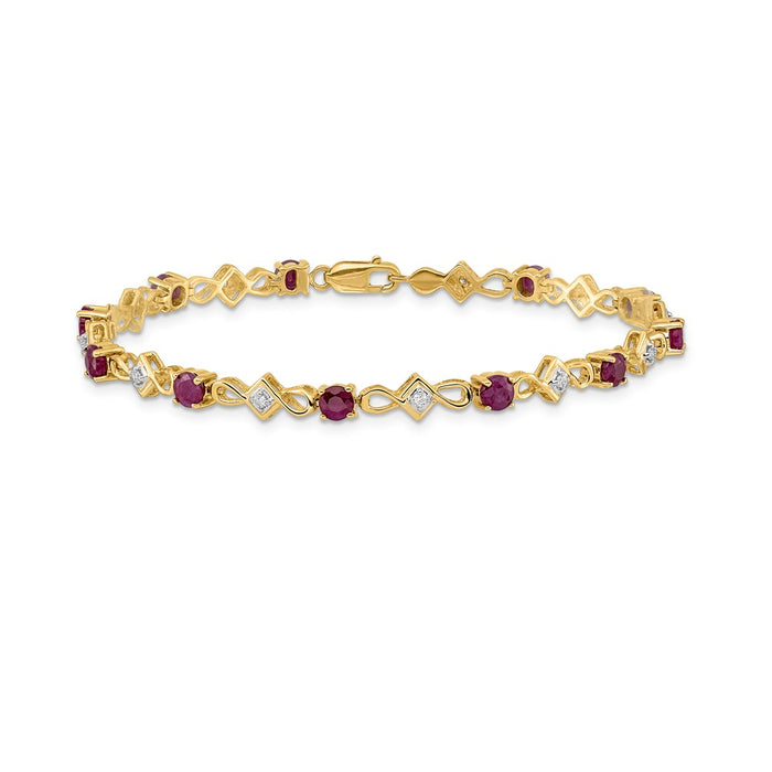 Exclusive 14K Gold Diamond & Ruby Bracelet - Stylish Luxury Gift, 7.5"-3