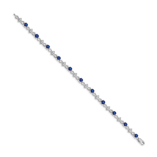 Buy Stylish 14K White Gold Bracelet with Sapphire & Diamond - Luxury Value!
