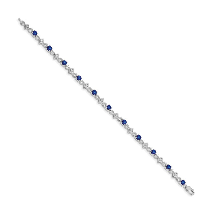 Buy Stylish 14K White Gold Bracelet with Sapphire & Diamond - Luxury Value!-2