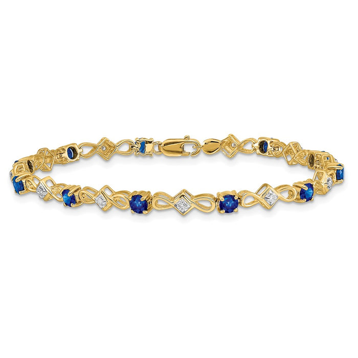 Shop Stylish 14K Gold Diamond & Sapphire Bracelet - 7.5" Length, Affordable Luxury-3