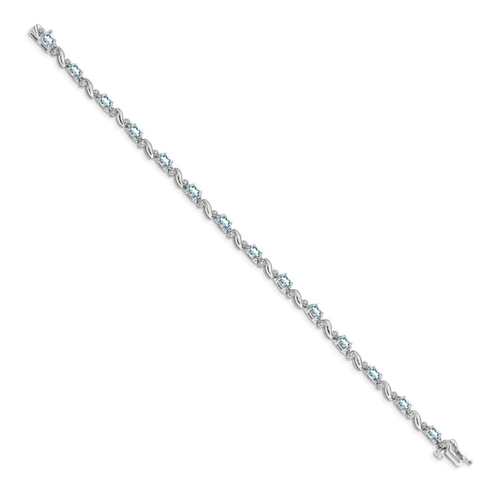 Order Luxury 14K White Gold Aquamarine & Diamond Bracelet - 7" Stylish Value-2