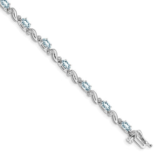 Order Luxury 14K White Gold Aquamarine & Diamond Bracelet - 7" Stylish Value