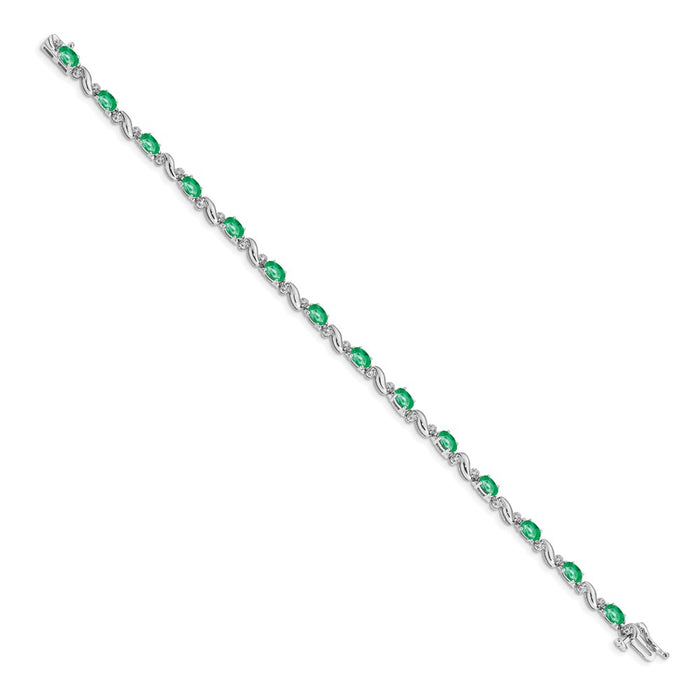 Exclusive 14K White Gold Emerald & Diamond Bracelet - Stylish Luxury Value-2