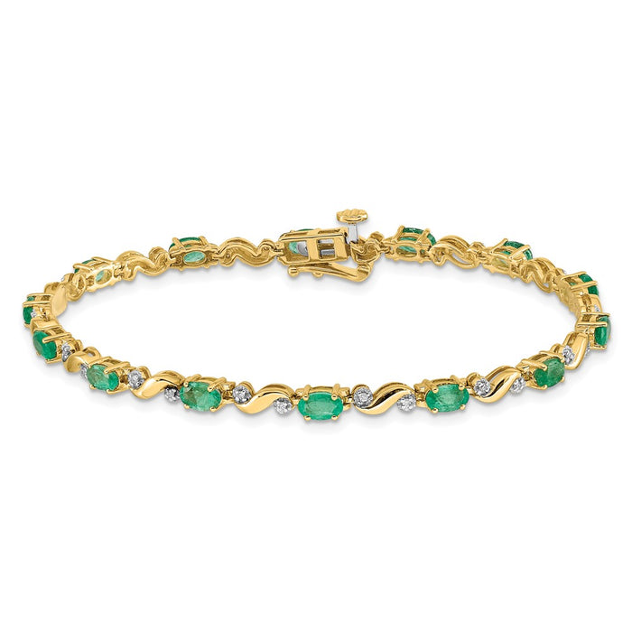High-Quality 14K Gold Diamond & Emerald Bracelet - Stylish Luxury Jewelry-3