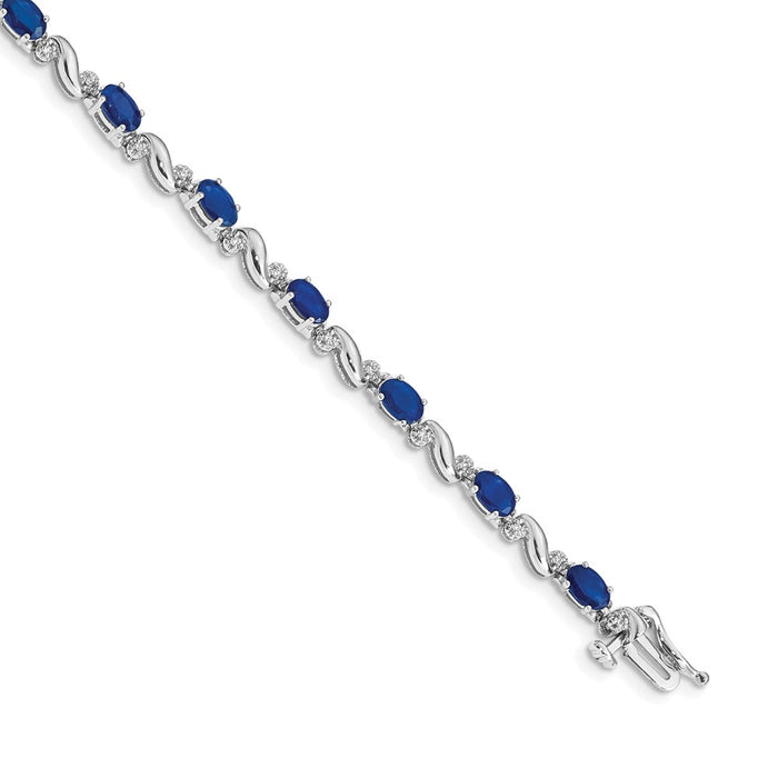 High-Quality 14K White Gold Sapphire & Diamond Bracelet - Stylish Value!-1