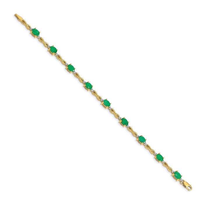 Buy Stylish 14K Gold Diamond & Emerald Bracelet - Luxury Design, Great Value!-2