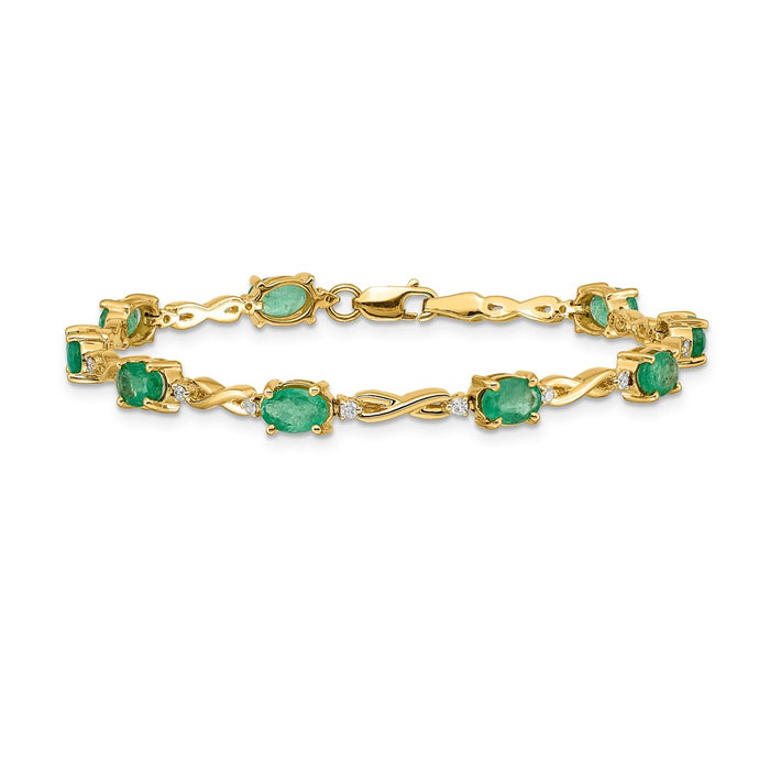 Buy Stylish 14K Gold Diamond & Emerald Bracelet - Luxury Design, Great Value!-3