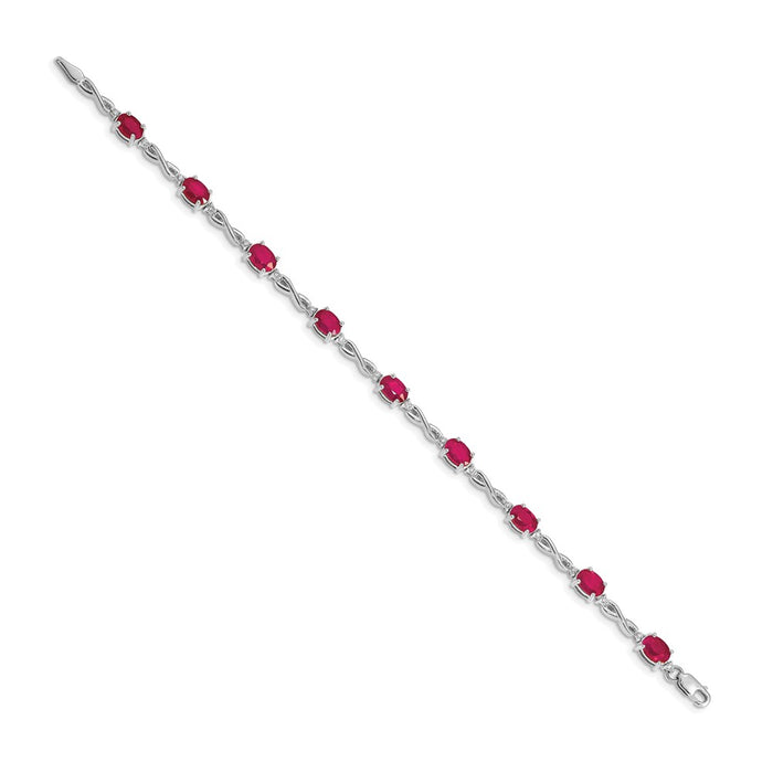 Shop Stylish 14K White Gold Ruby & Diamond Bracelet - Luxury Design, Value Up!-2