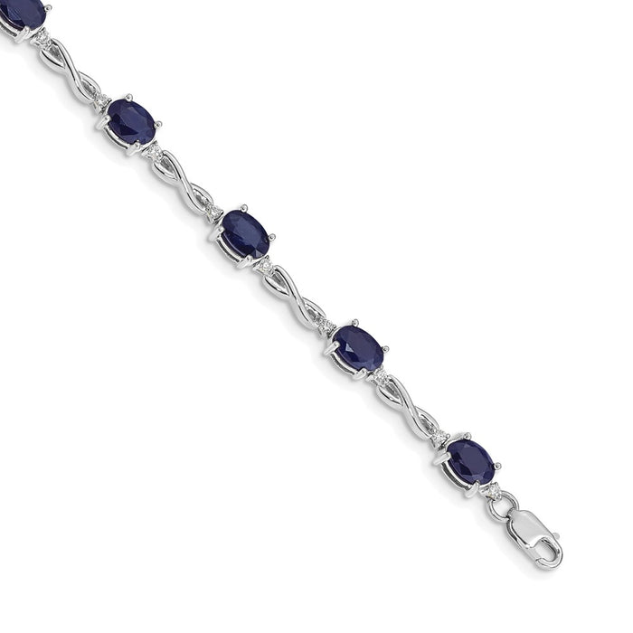 High-Quality 14K White Gold Sapphire & Diamond Bracelet - Stylish Luxury Value-1
