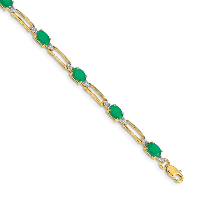 Shop Stylish 14K Gold Oval Emerald & Diamond Bracelet - Luxury at Great Value-1
