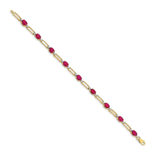 Exclusive 14K Gold Bracelet with Oval Ruby & Diamond Accents - Stylish Value