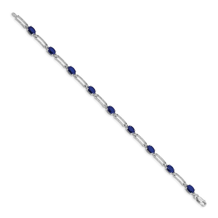 Shop 14K White Gold Bracelet with Diamonds & Sapphires - Stylish Luxury-2