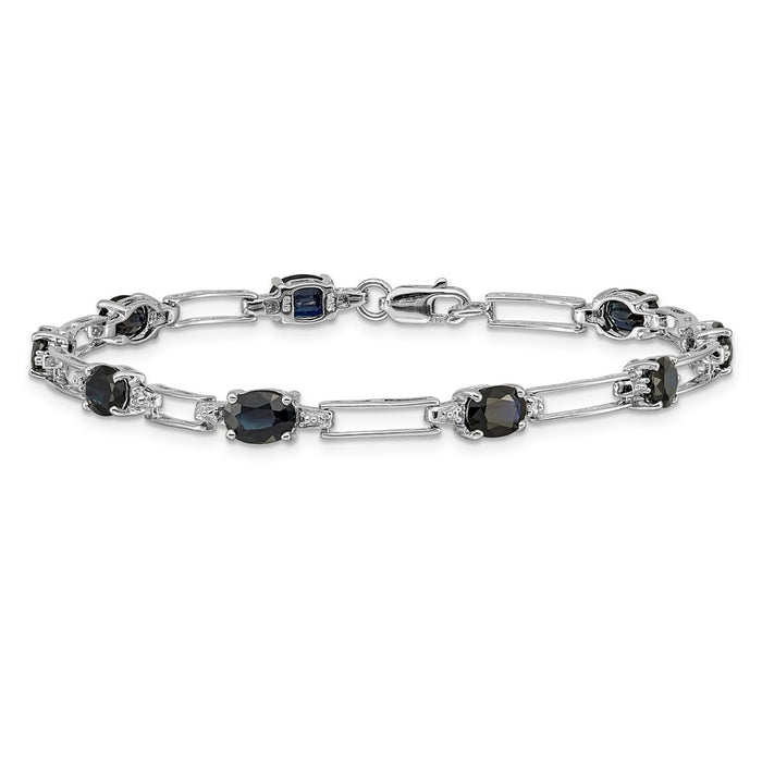 Shop 14K White Gold Bracelet with Diamonds & Sapphires - Stylish Luxury-3