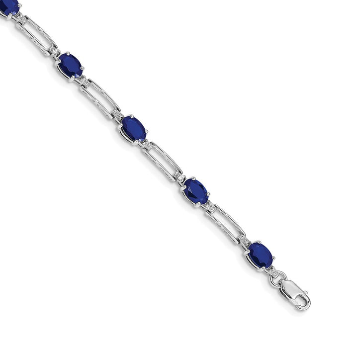 Shop 14K White Gold Bracelet with Diamonds & Sapphires - Stylish Luxury-1