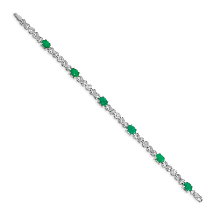 Buy Exclusive 14K White Gold Infinity Bracelet with Diamonds & Emeralds - Luxury Value-2