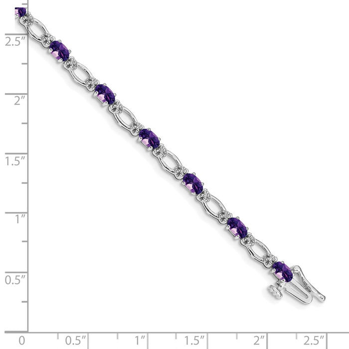 Shop Stylish 14K White Gold Amethyst & Diamond Bracelet - Luxury Design-3