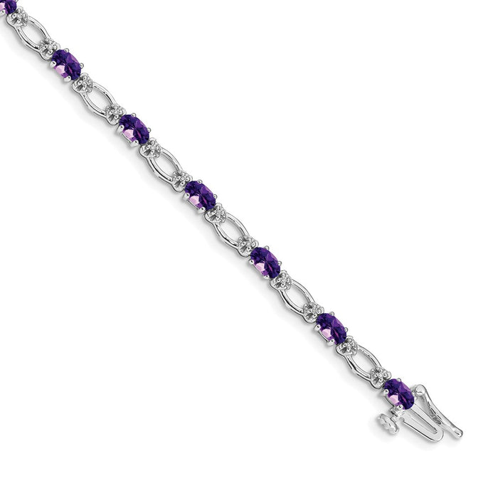 Shop Stylish 14K White Gold Amethyst & Diamond Bracelet - Luxury Design-1