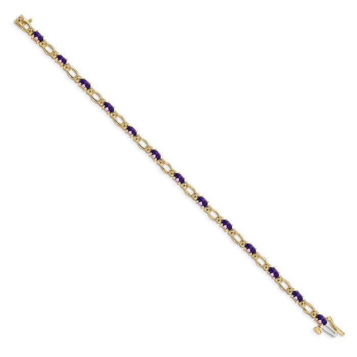 Buy Stylish 14K Gold Amethyst & Diamond Bracelet - Elegant Luxury Jewelry-2