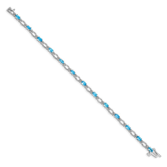 Shop 14K White Gold Bracelet with Diamonds & Blue Topaz | Luxury Value Choice