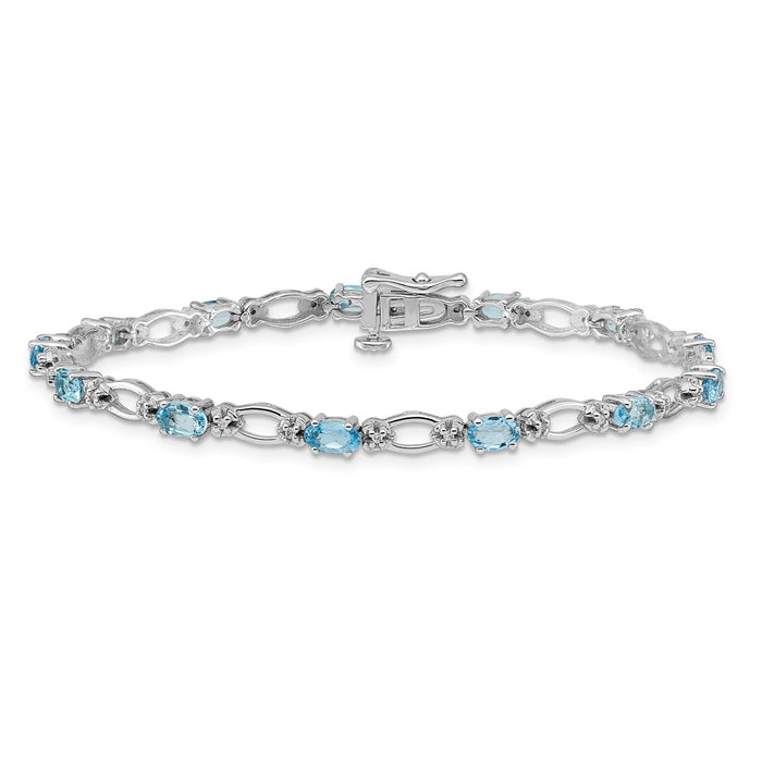 Shop 14K White Gold Bracelet with Diamonds & Blue Topaz | Luxury Value Choice-3
