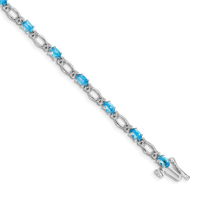 Shop 14K White Gold Bracelet with Diamonds & Blue Topaz | Luxury Value Choice-1