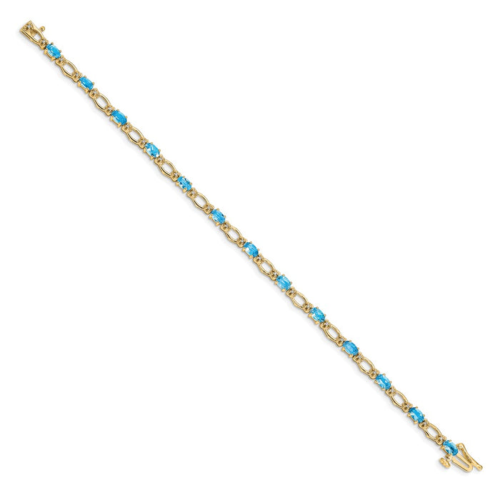 Buy Stylish 14K Gold Bracelet with Diamond & Blue Topaz Accents - Luxury Value-2