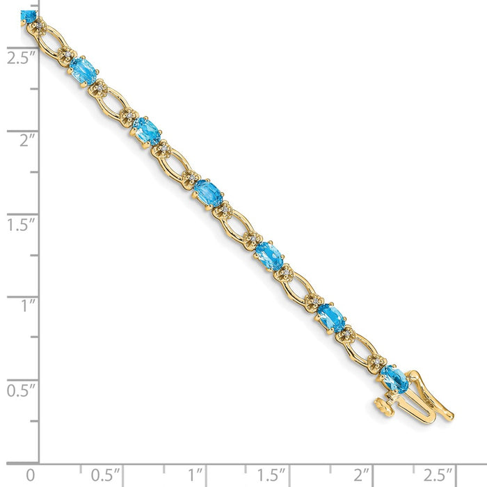 Buy Stylish 14K Gold Bracelet with Diamond & Blue Topaz Accents - Luxury Value-3