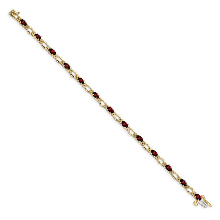 Shop 14K Gold Garnet & Diamond Bracelet - Stylish Luxury Jewelry, 7.5" Length-2