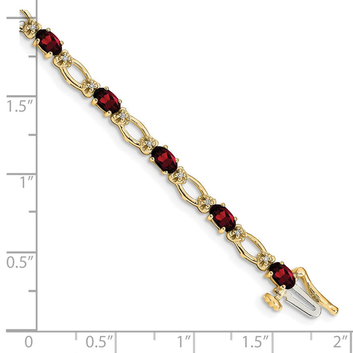 Shop 14K Gold Garnet & Diamond Bracelet - Stylish Luxury Jewelry, 7.5" Length-3