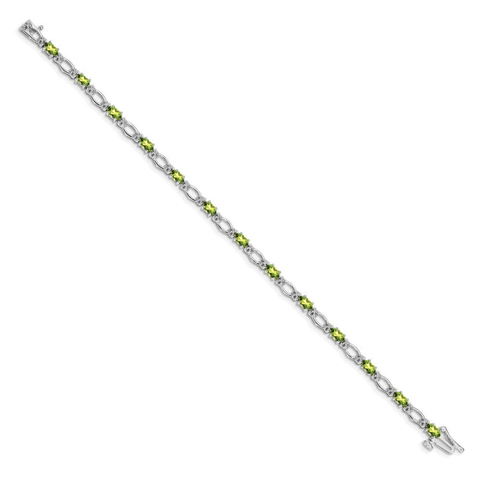 High-Quality 14K White Gold Bracelet with Diamonds & Peridot - Stylish Value!-2