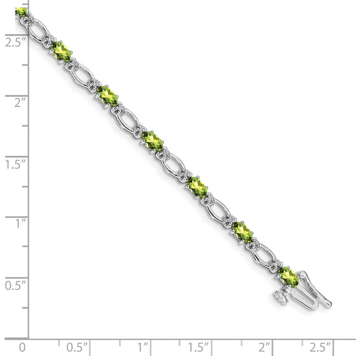 High-Quality 14K White Gold Bracelet with Diamonds & Peridot - Stylish Value!-3