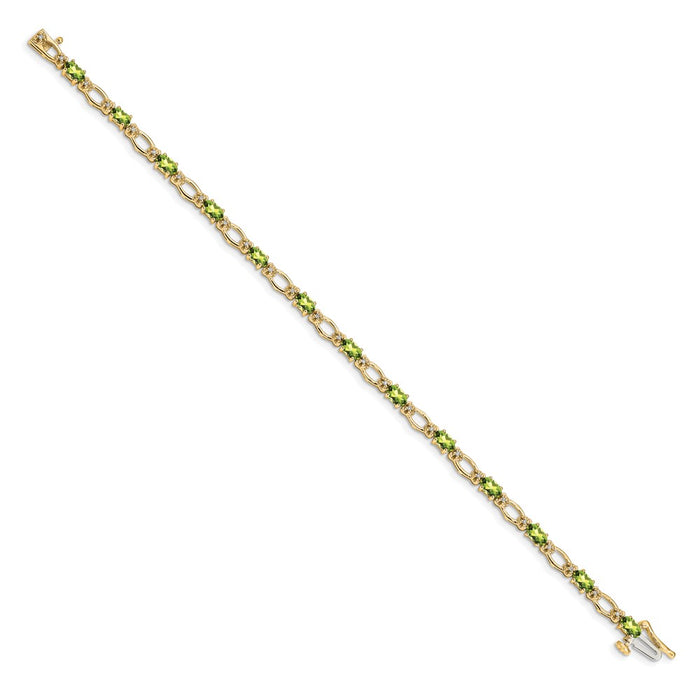 High-Quality 14K Gold Bracelet with Diamonds & Peridot - Luxury Value-2
