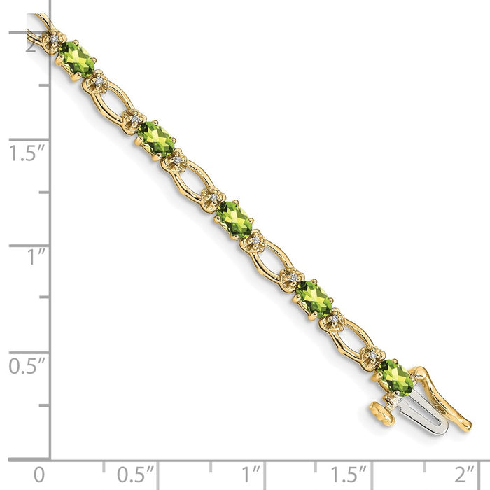 High-Quality 14K Gold Bracelet with Diamonds & Peridot - Luxury Value-3