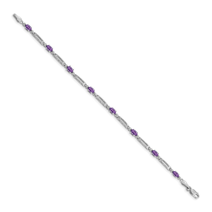 Shop Stylish 14K White Gold Amethyst & Diamond Bracelet - Exclusive Design-2