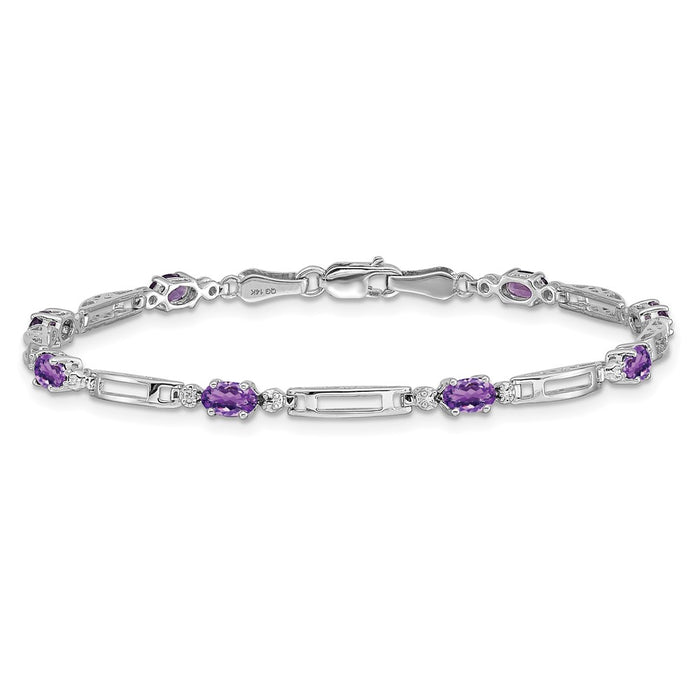 Shop Stylish 14K White Gold Amethyst & Diamond Bracelet - Exclusive Design-3