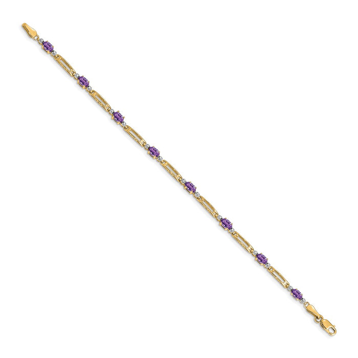 High-Quality 14K Gold Amethyst & Diamond Bracelet - Stylish & Affordable!-2