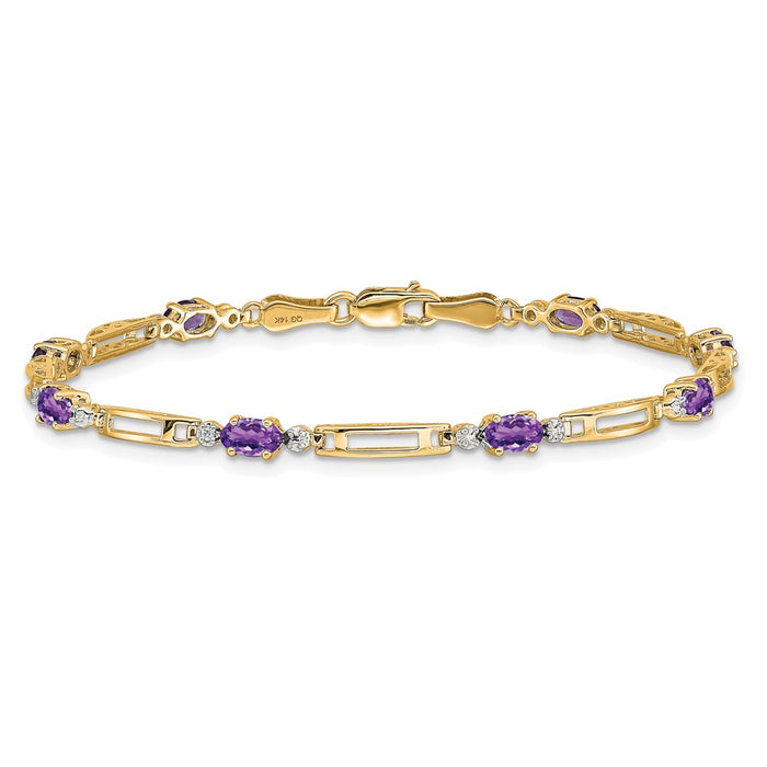 High-Quality 14K Gold Amethyst & Diamond Bracelet - Stylish & Affordable!-3